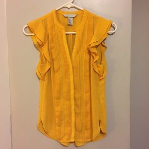 Yellow sleeveless ruffle button down blouse H&M
